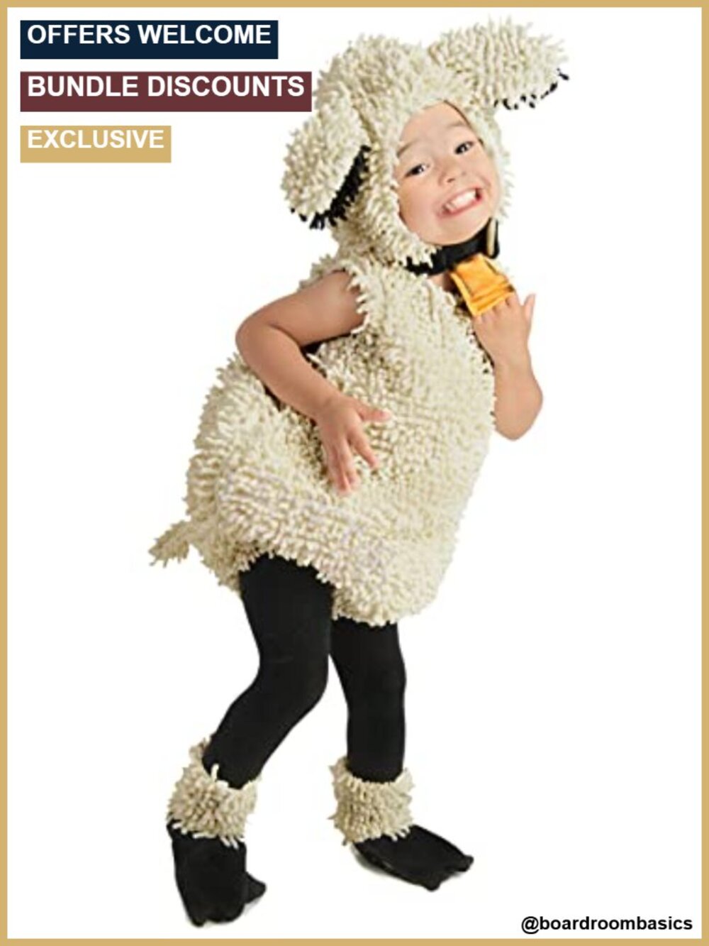 Rubies Lovely Lamb Deluxe Baby Costume 18-2T Romper Hood Shoe Covers